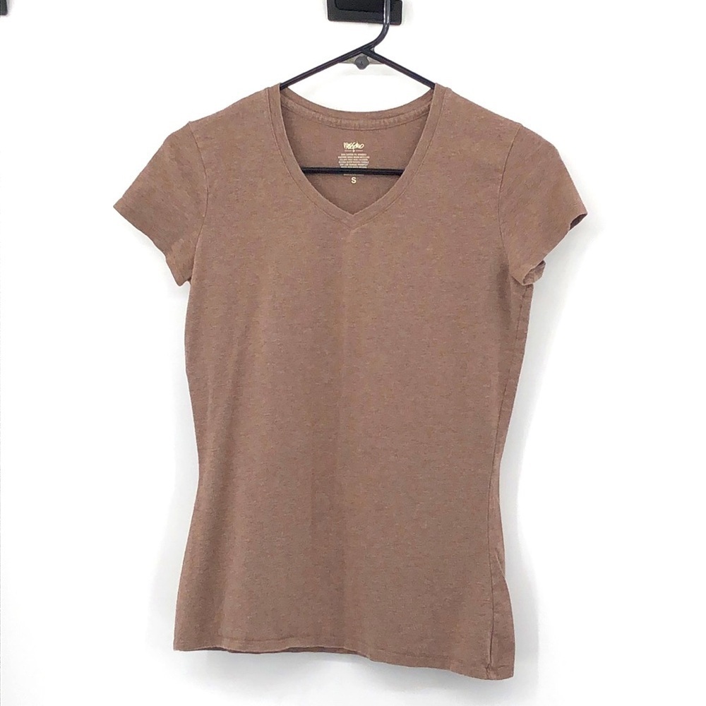 3/$25 Mossimo Fitted Short Sleeved T-shirt Size S Medium Brown Color V Neck